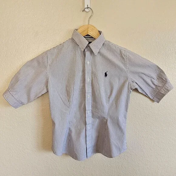 Ralph Lauren Womens Navy Blue & White Striped Button-Up Shirt Size 6 - Picture 6 of 6